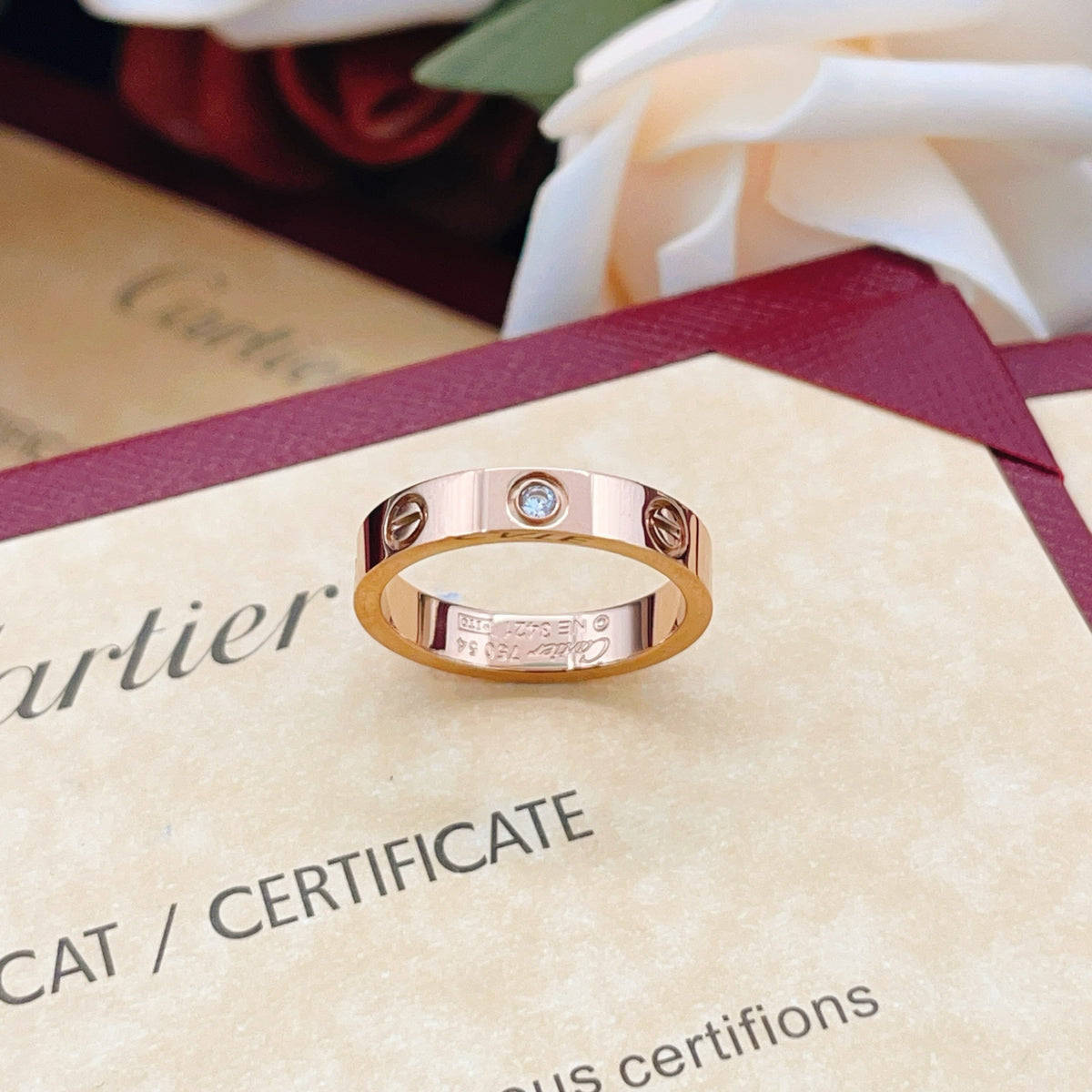 rose gold brass rose Ring for women - alternate angle view 2