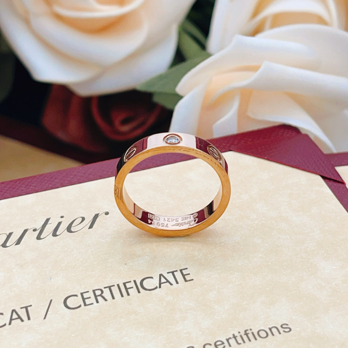 rose gold brass rose Ring for women - alternate angle view 3