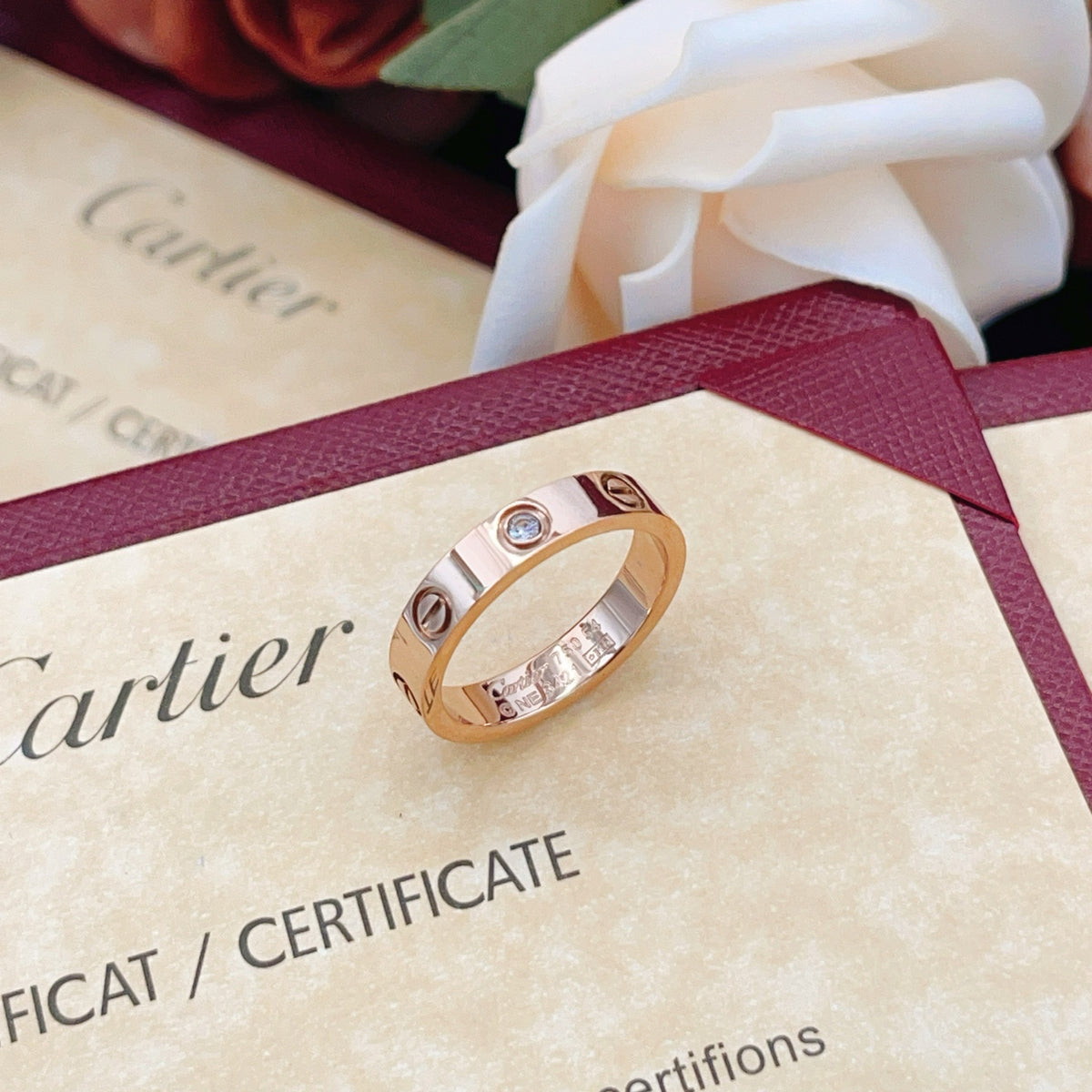 rose gold brass rose Ring for women - alternate angle view 5