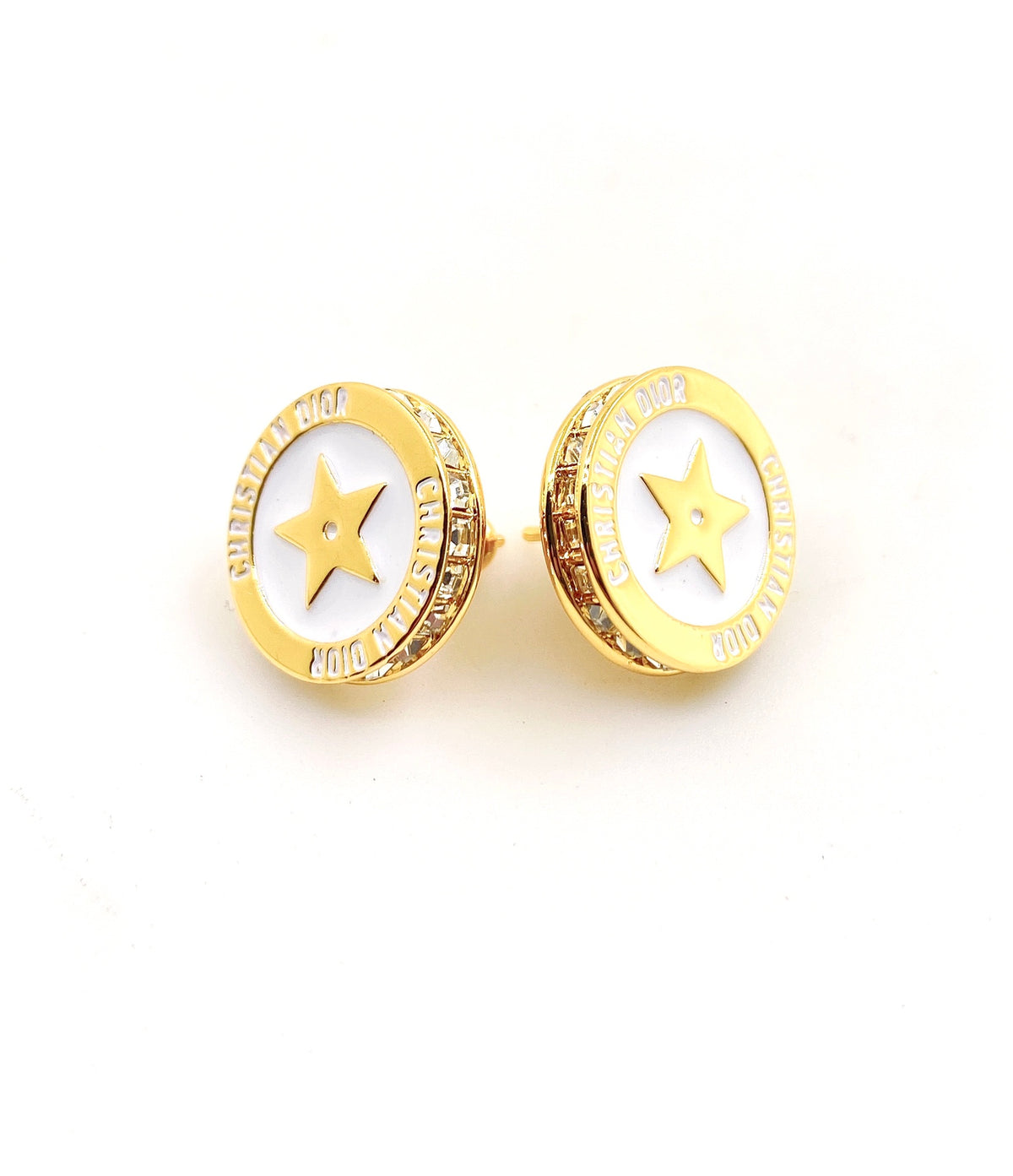 white brass letter Stud Earrings for women - product detail view