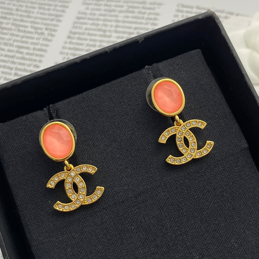 pink crystal rhinestone Drop Earrings for women - alternate angle view 5