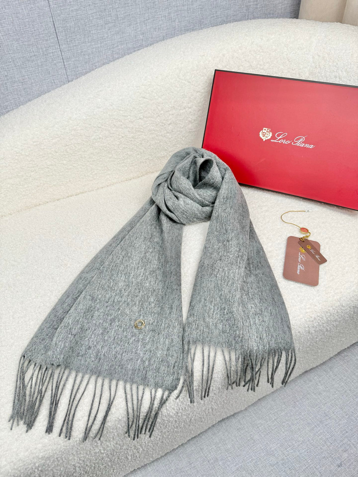 gray velvet tassel Shawl for women - alternate angle view 7