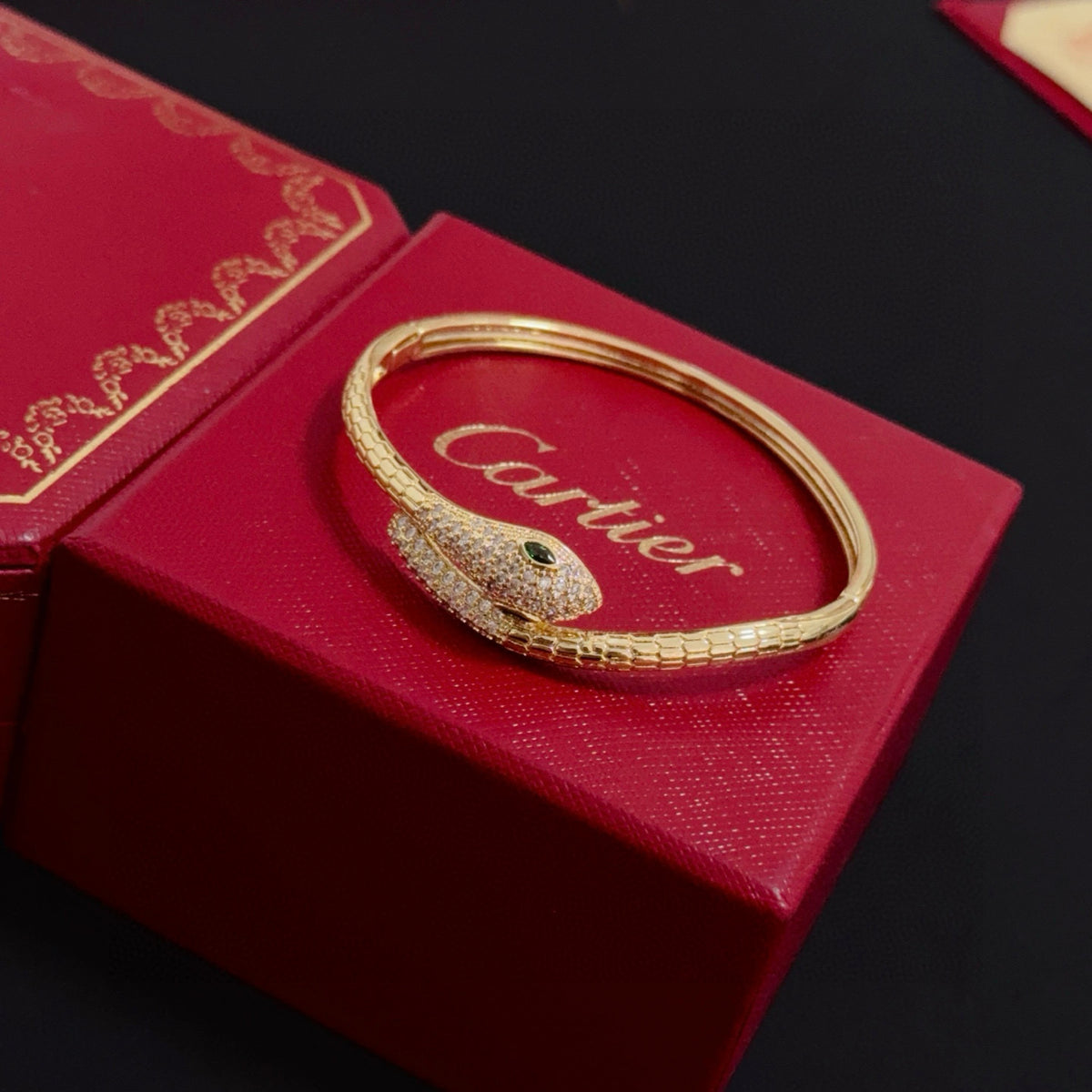 gold crystal floral Bangle for men - alternate angle view 6