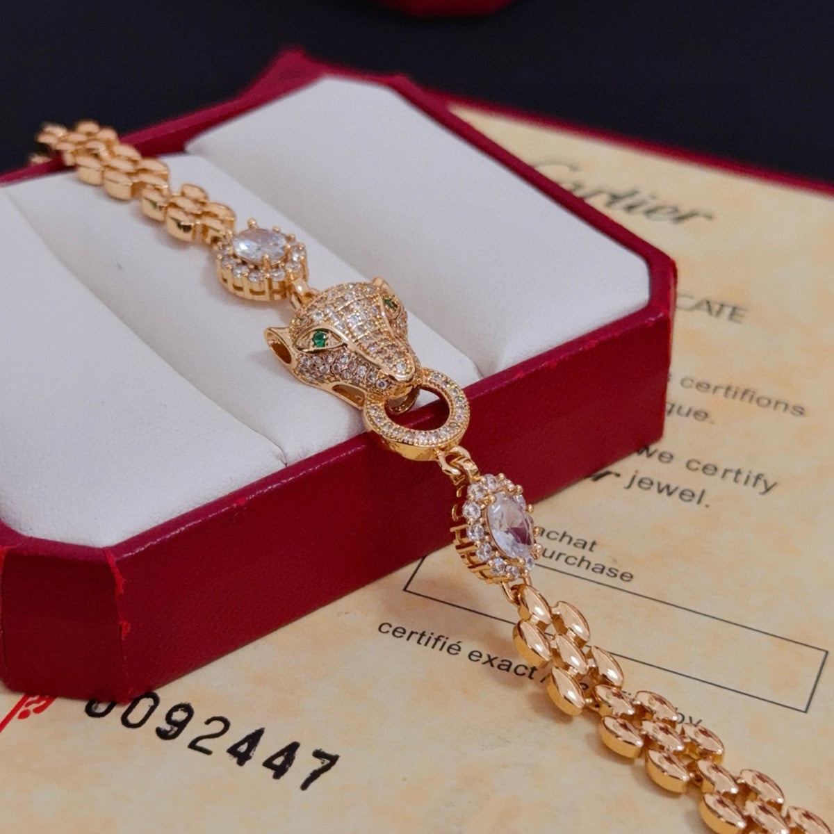 gold crystal floral Bangle for men - alternate angle view 6
