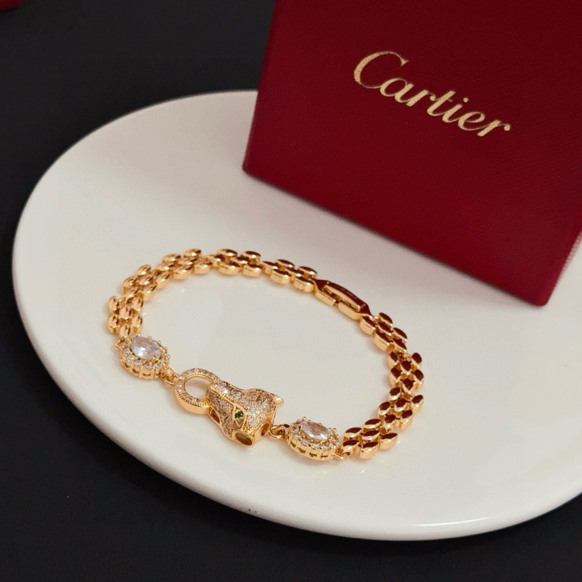 gold crystal floral Bangle for men - alternate angle view 7