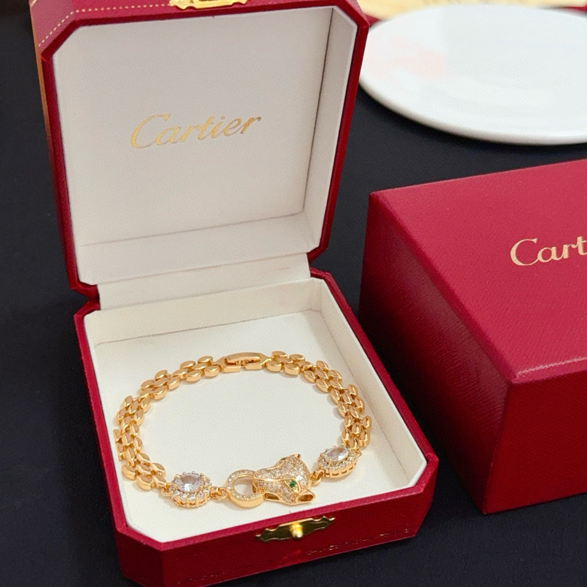 gold crystal floral Bangle for men - product detail view