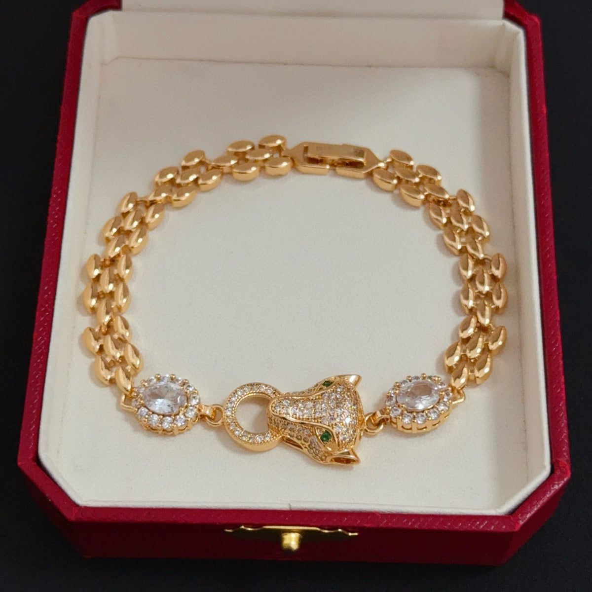 gold crystal floral Bangle for men - alternate angle view 3