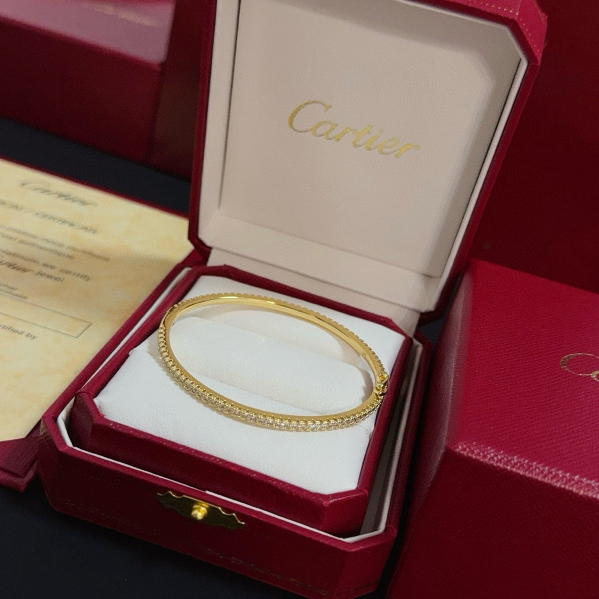 gold crystal floral Bangle for men - alternate angle view 6