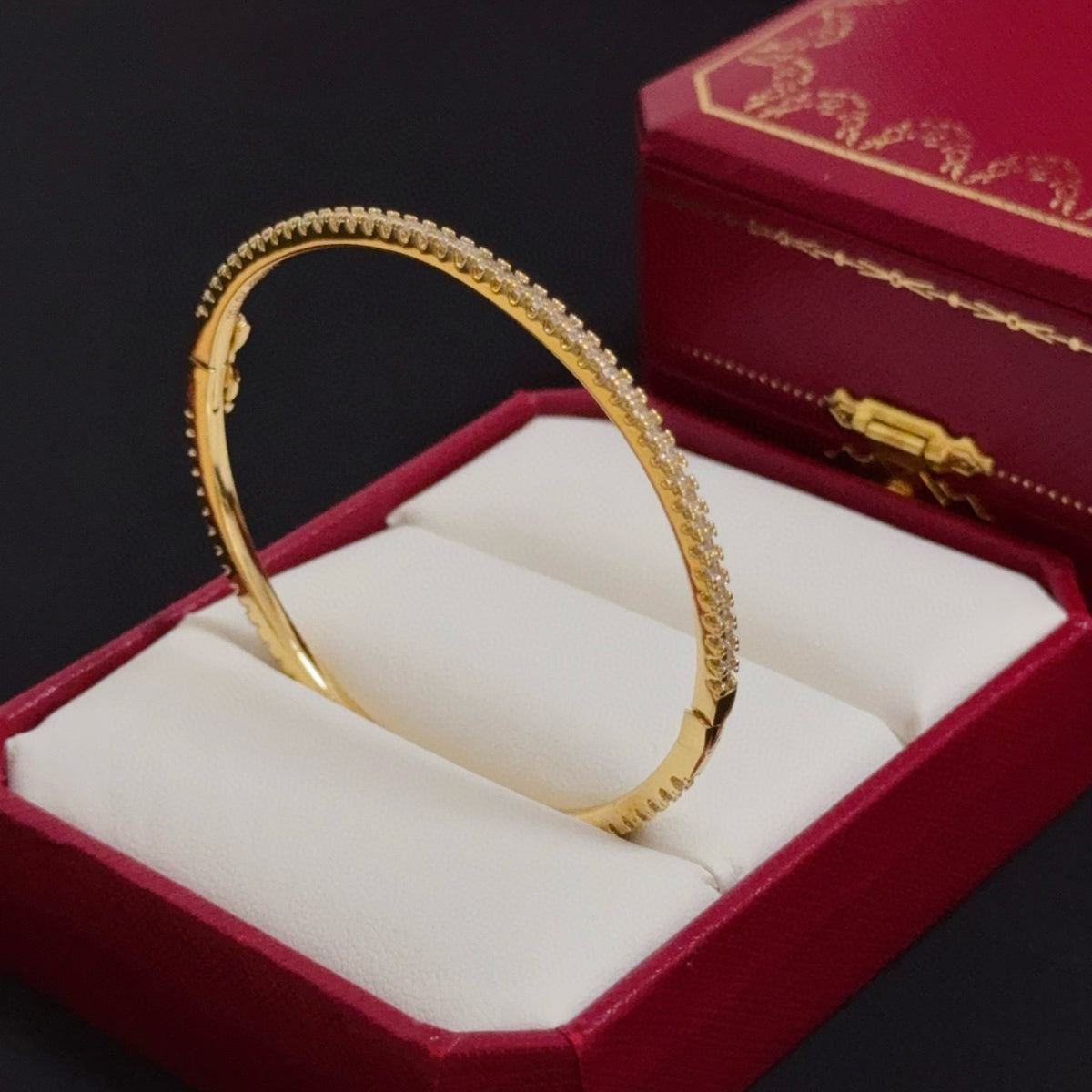 gold crystal floral Bangle for men - alternate angle view 3