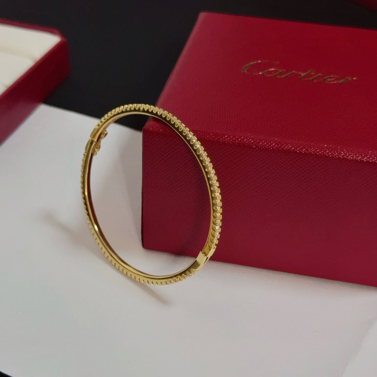 gold crystal floral Bangle for men - alternate angle view 5