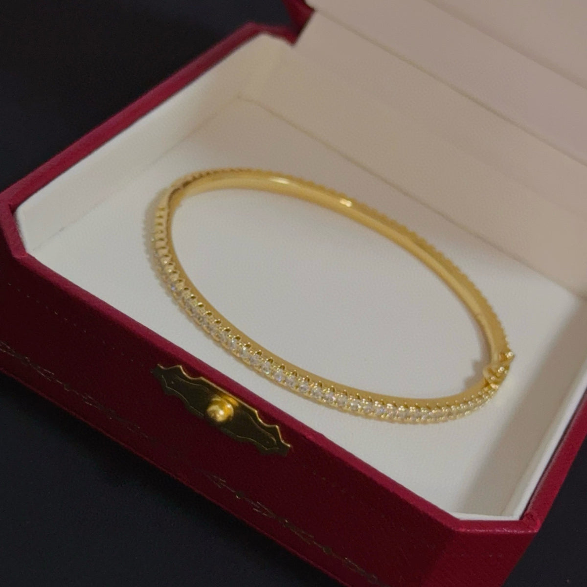 gold crystal floral Bangle for men - alternate angle view 2