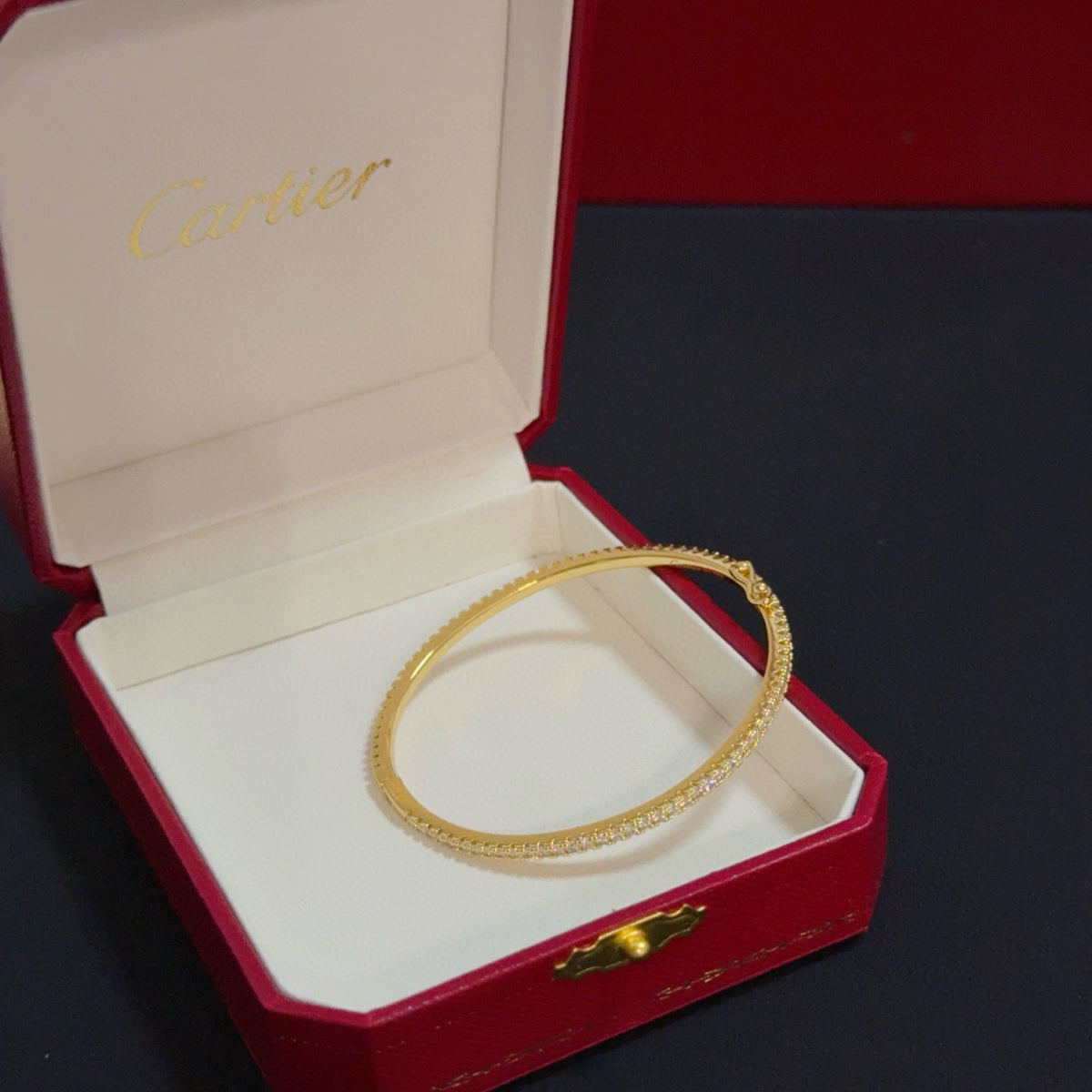 gold crystal floral Bangle for men - alternate angle view 4
