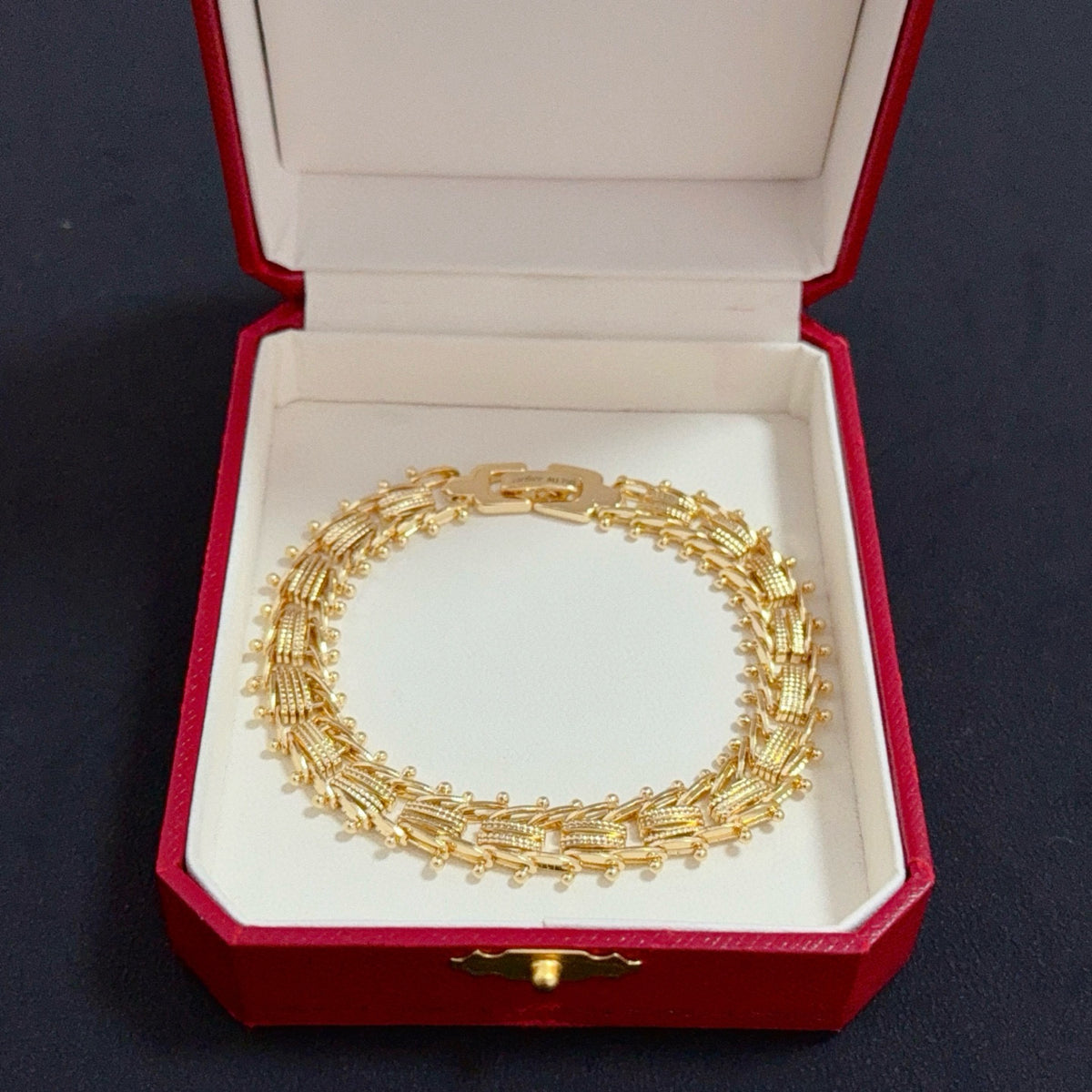 gold crystal floral Bangle for men - alternate angle view 3