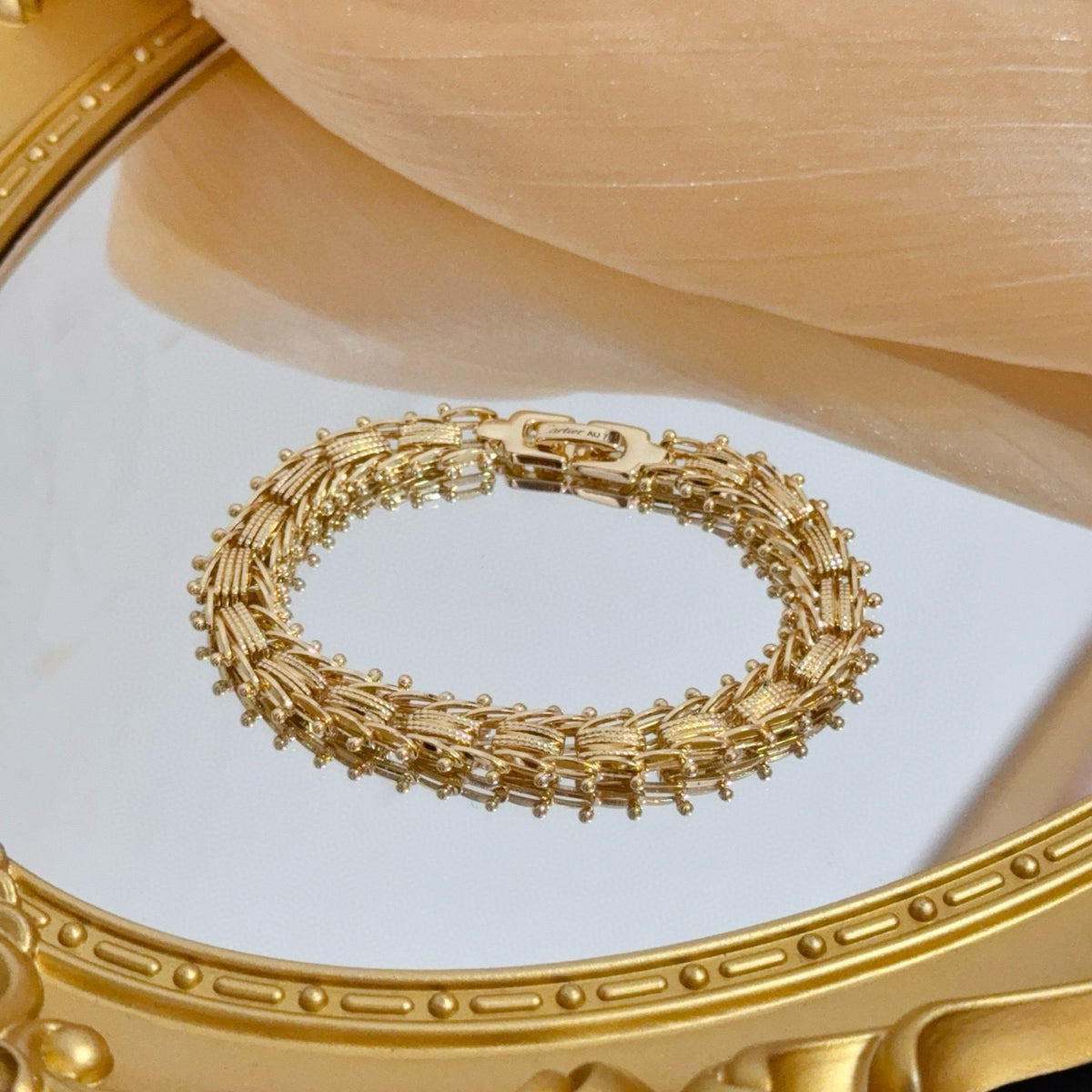 gold crystal floral Bangle for men - alternate angle view 5