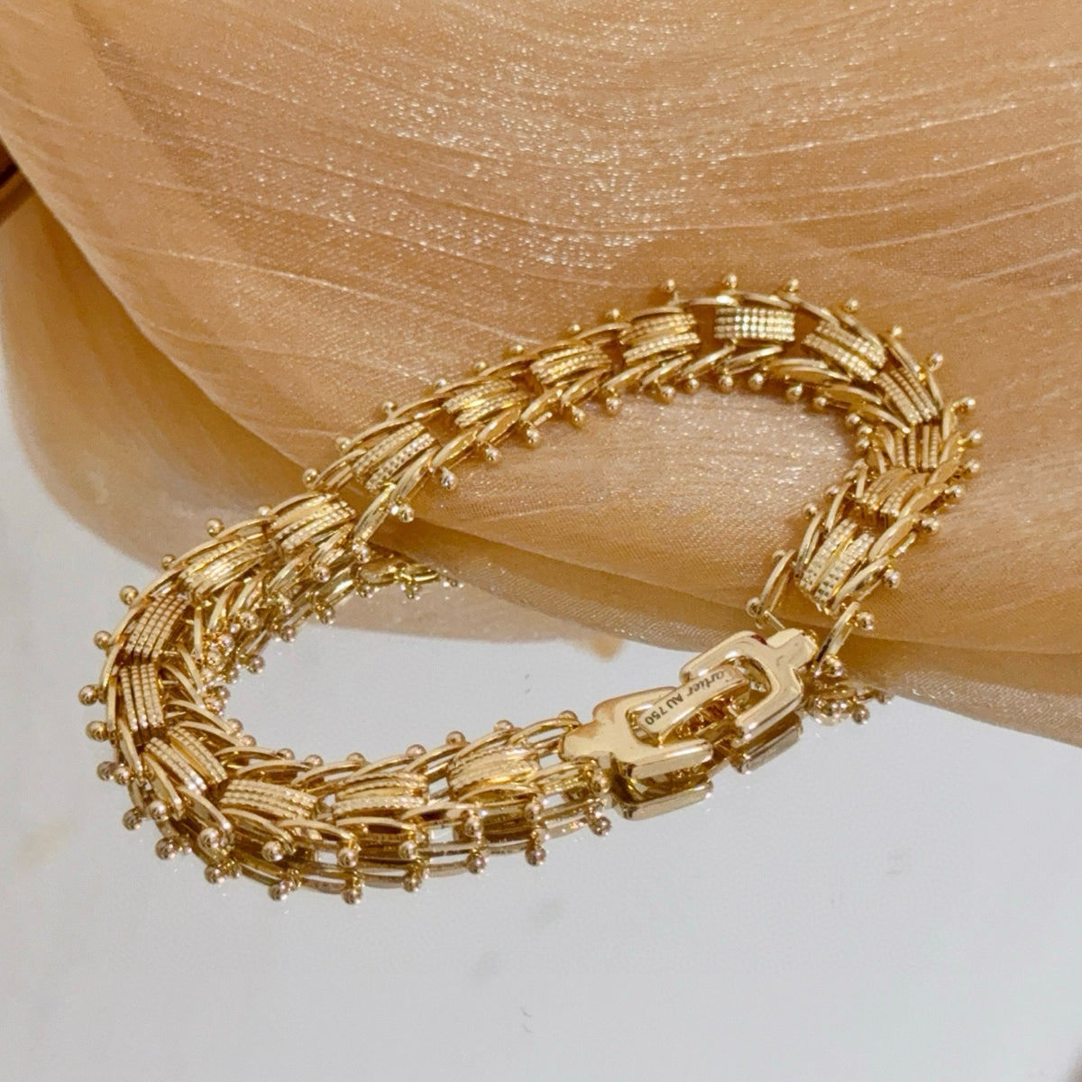 gold crystal floral Bangle for men - alternate angle view 4