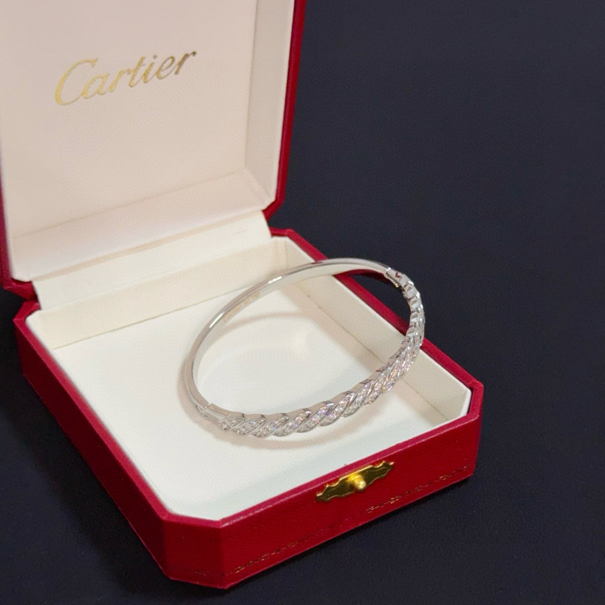 gold crystal floral Bangle for men - alternate angle view 6
