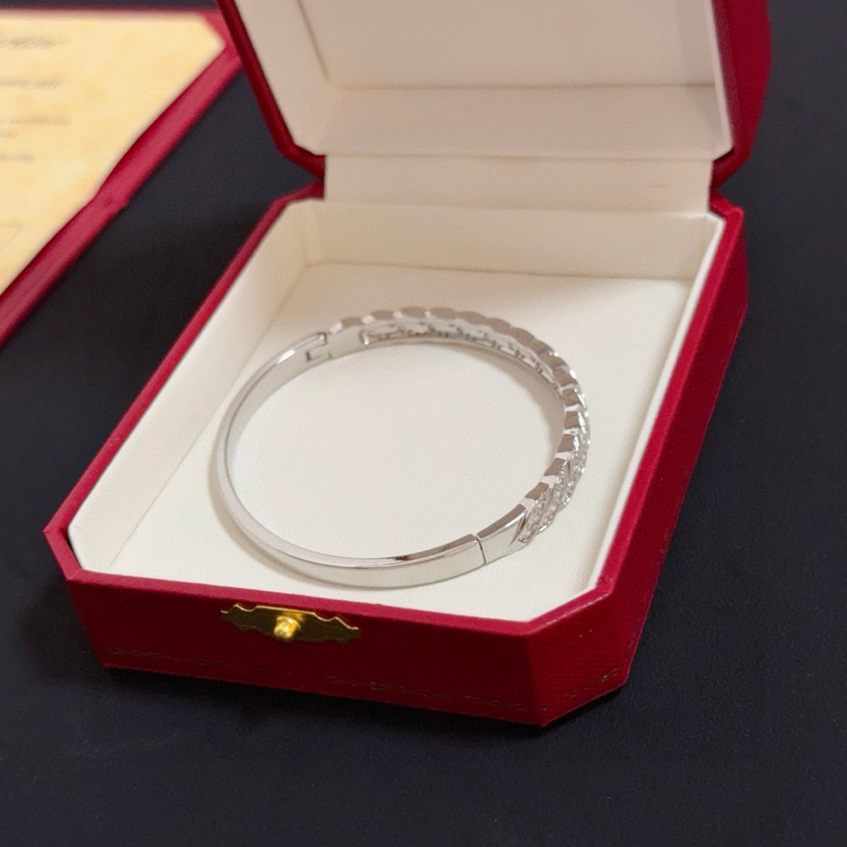 gold crystal floral Bangle for men - alternate angle view 7