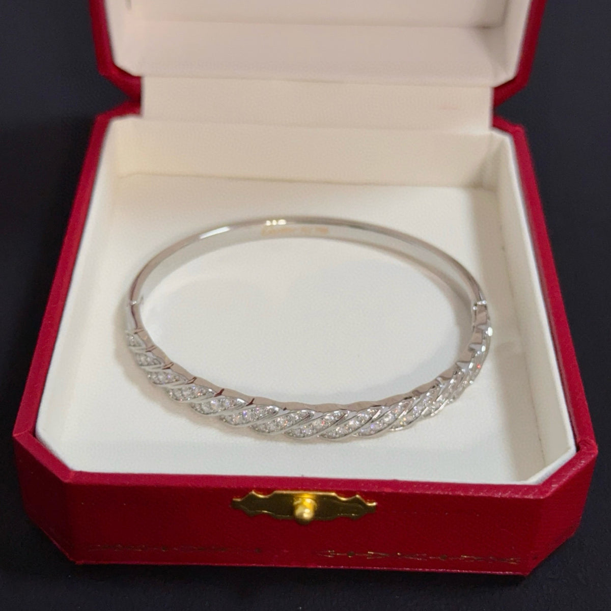 gold crystal floral Bangle for men - alternate angle view 5