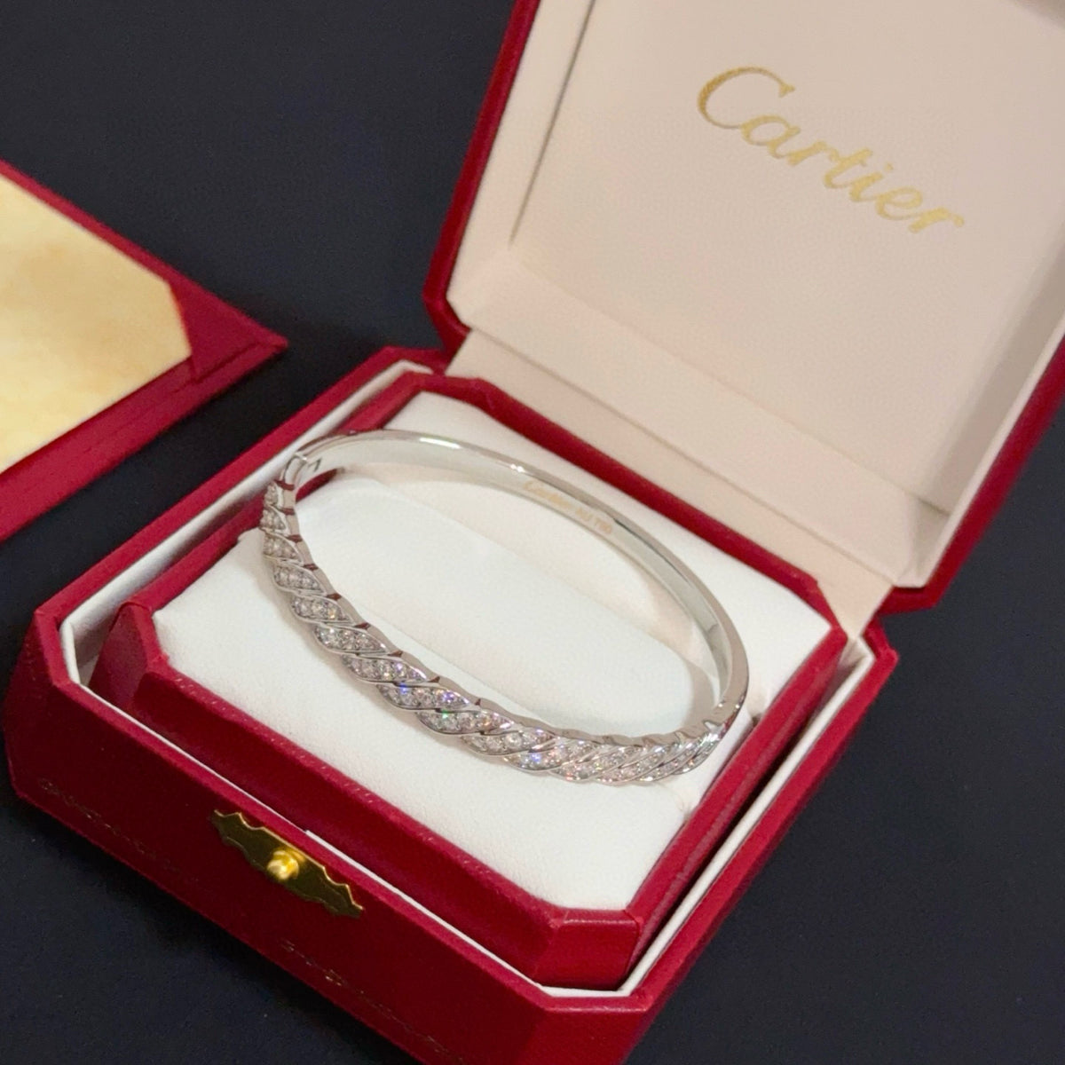 gold crystal floral Bangle for men - alternate angle view 3
