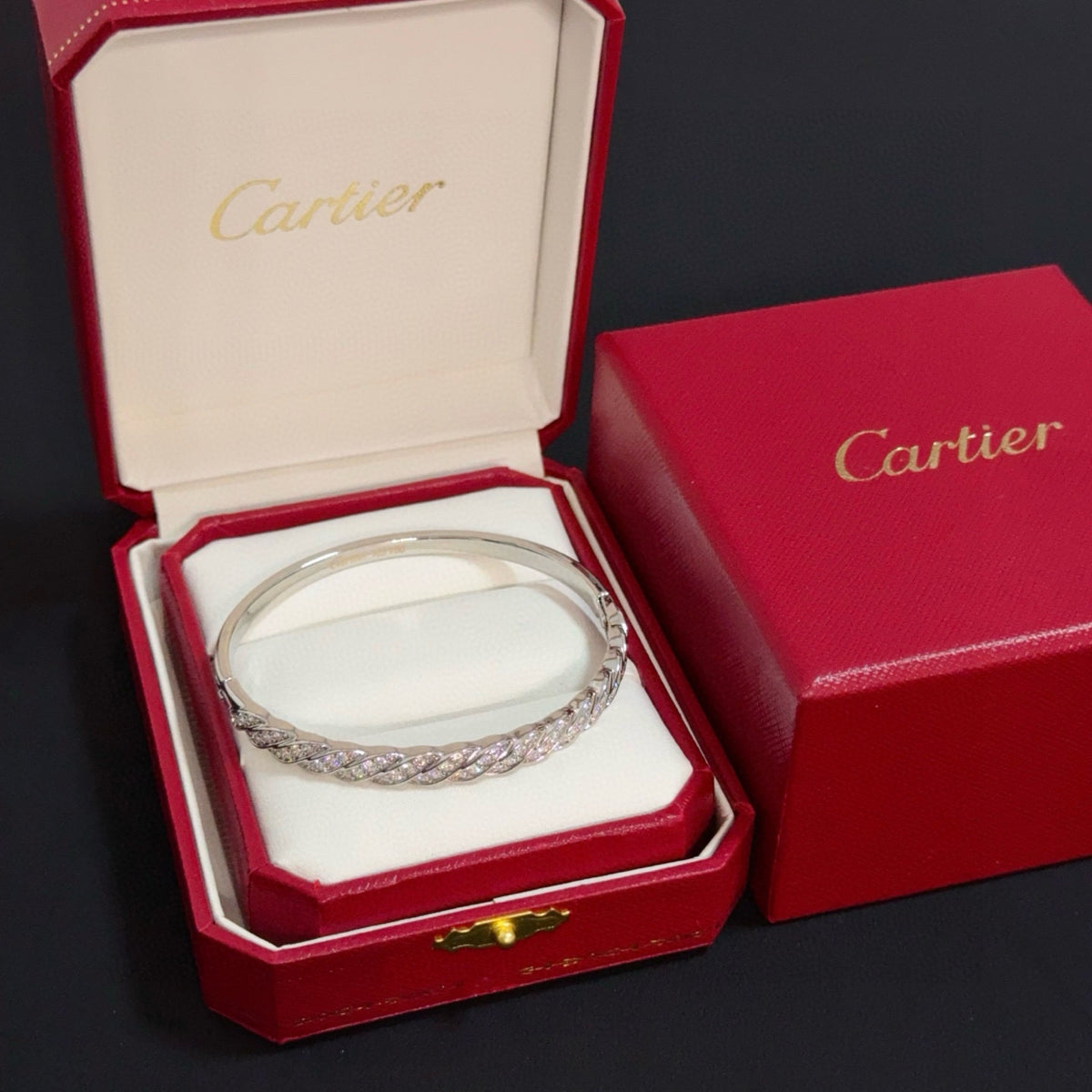 gold crystal floral Bangle for men - product detail view