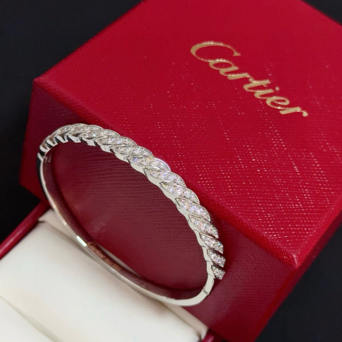 gold crystal floral Bangle for men - alternate angle view 4