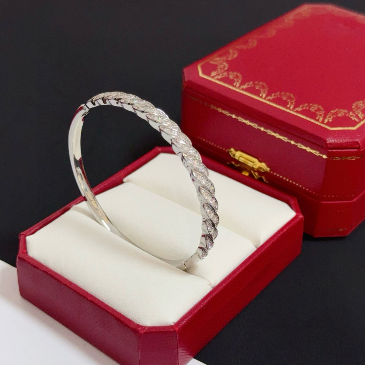 gold crystal floral Bangle for men - alternate angle view 2
