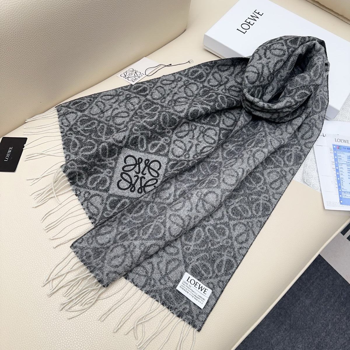 tan embossed Scarf for women - alternate angle view 8