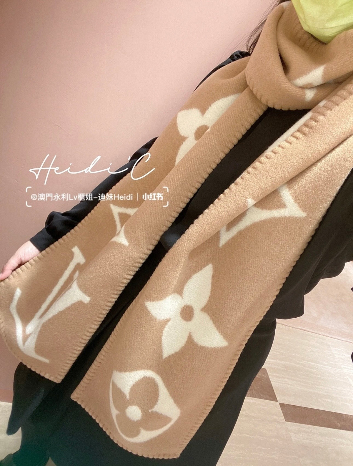beige velvet handmade Scarf for women - product detail view