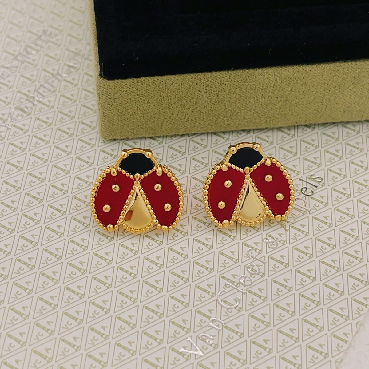 rose gold brass clover Stud Earrings for women - product detail view