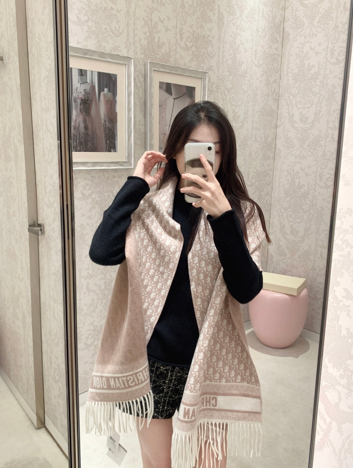 velvet floral Shawl for unisex couple - product detail view