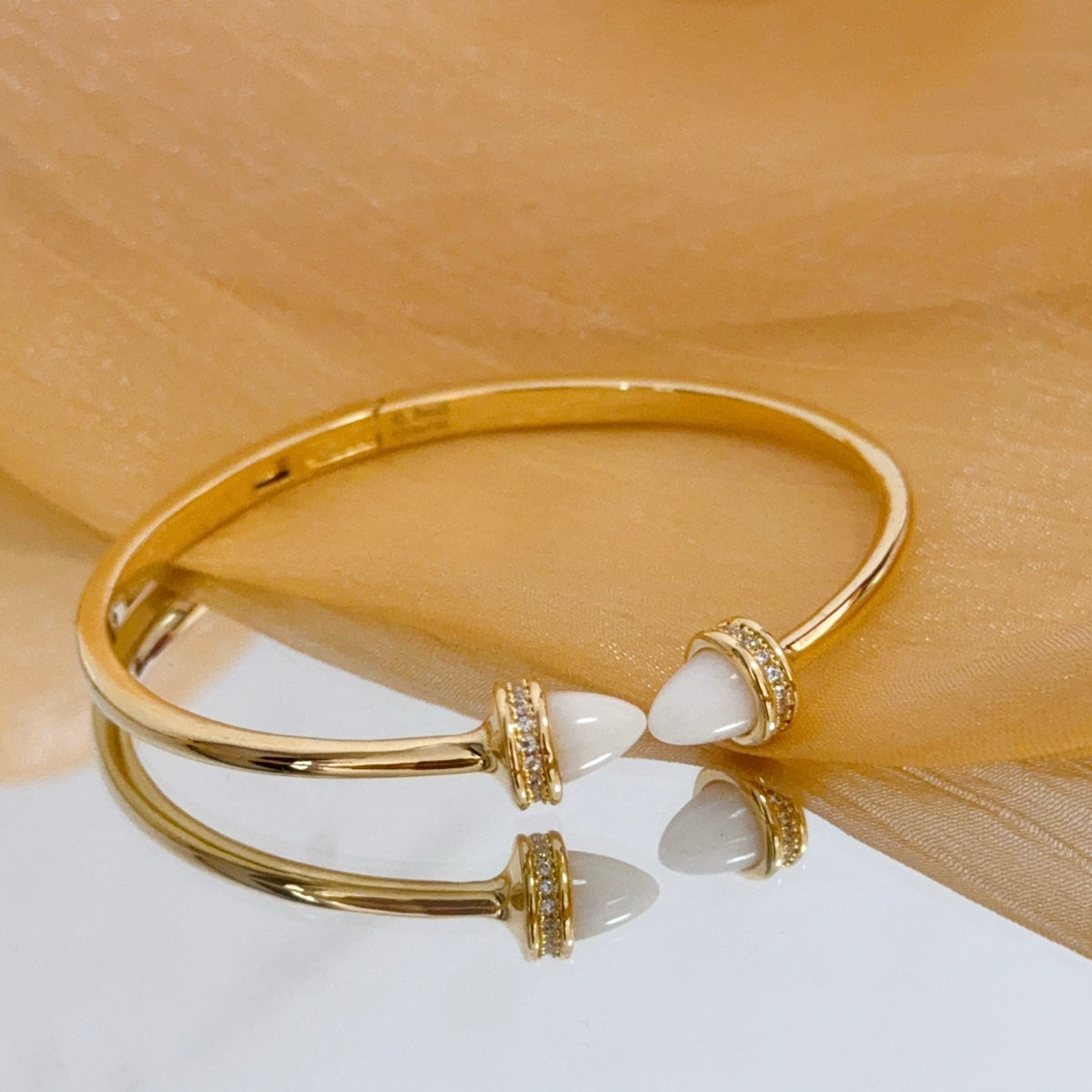 gold crystal inlaid Bangle for women - alternate angle view 5