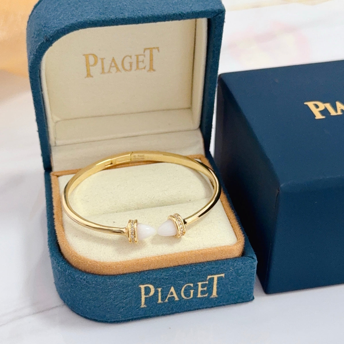 gold crystal inlaid Bangle for women - product detail view