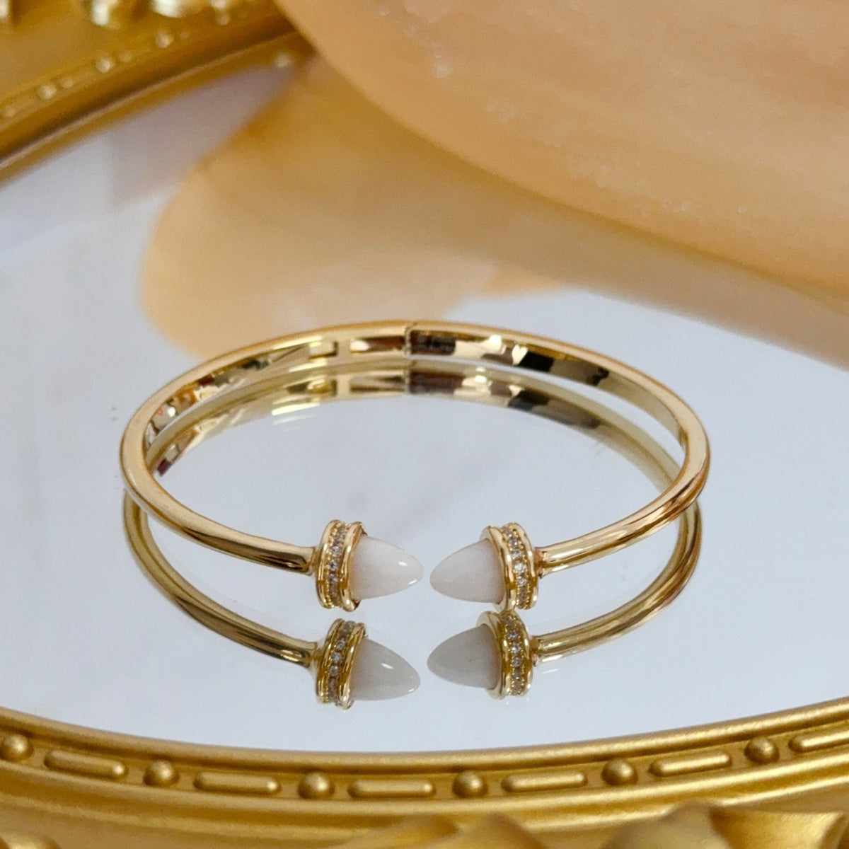 gold crystal inlaid Bangle for women - alternate angle view 4
