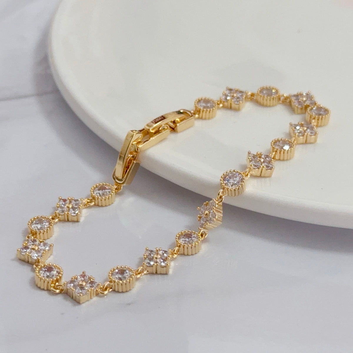 gold crystal inlaid Bracelet for women - alternate angle view 6