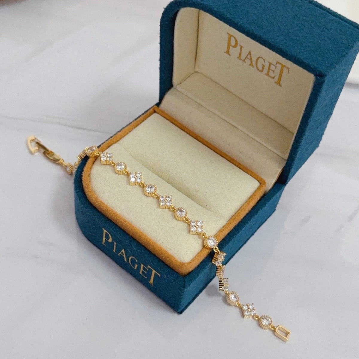 gold crystal inlaid Bracelet for women - alternate angle view 5