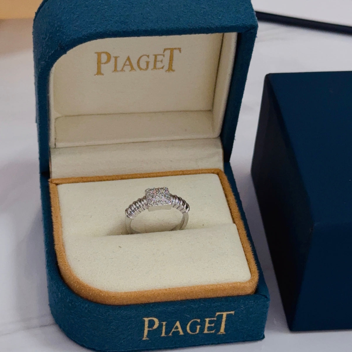gold crystal inlaid Ring for women - product detail view