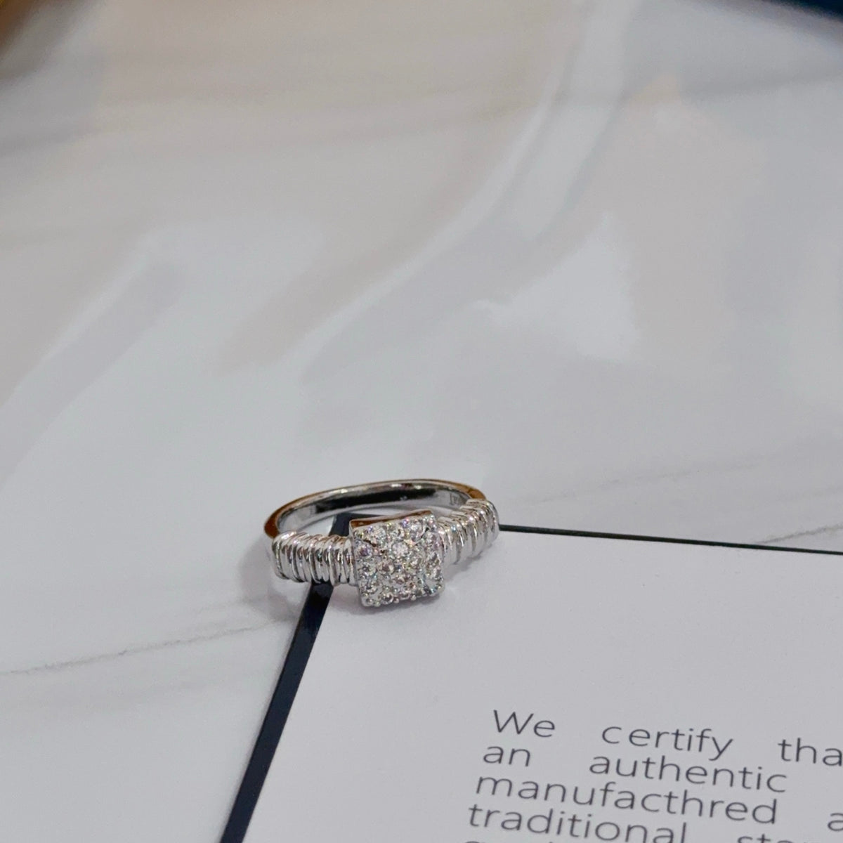 gold crystal inlaid Ring for women - alternate angle view 7