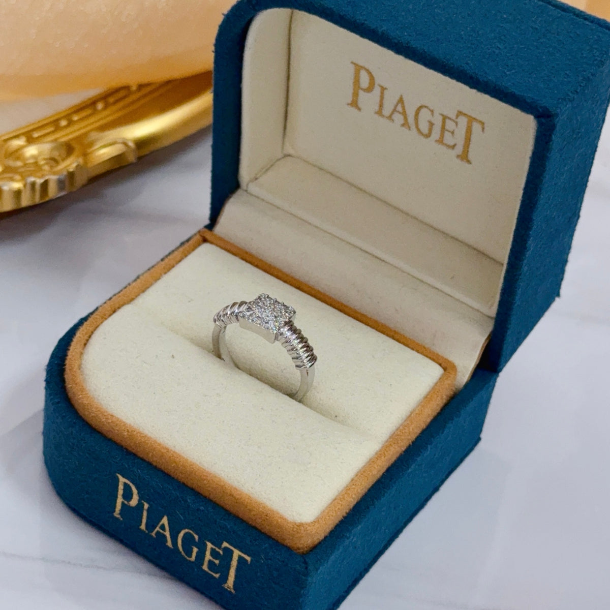 gold crystal inlaid Ring for women - alternate angle view 2