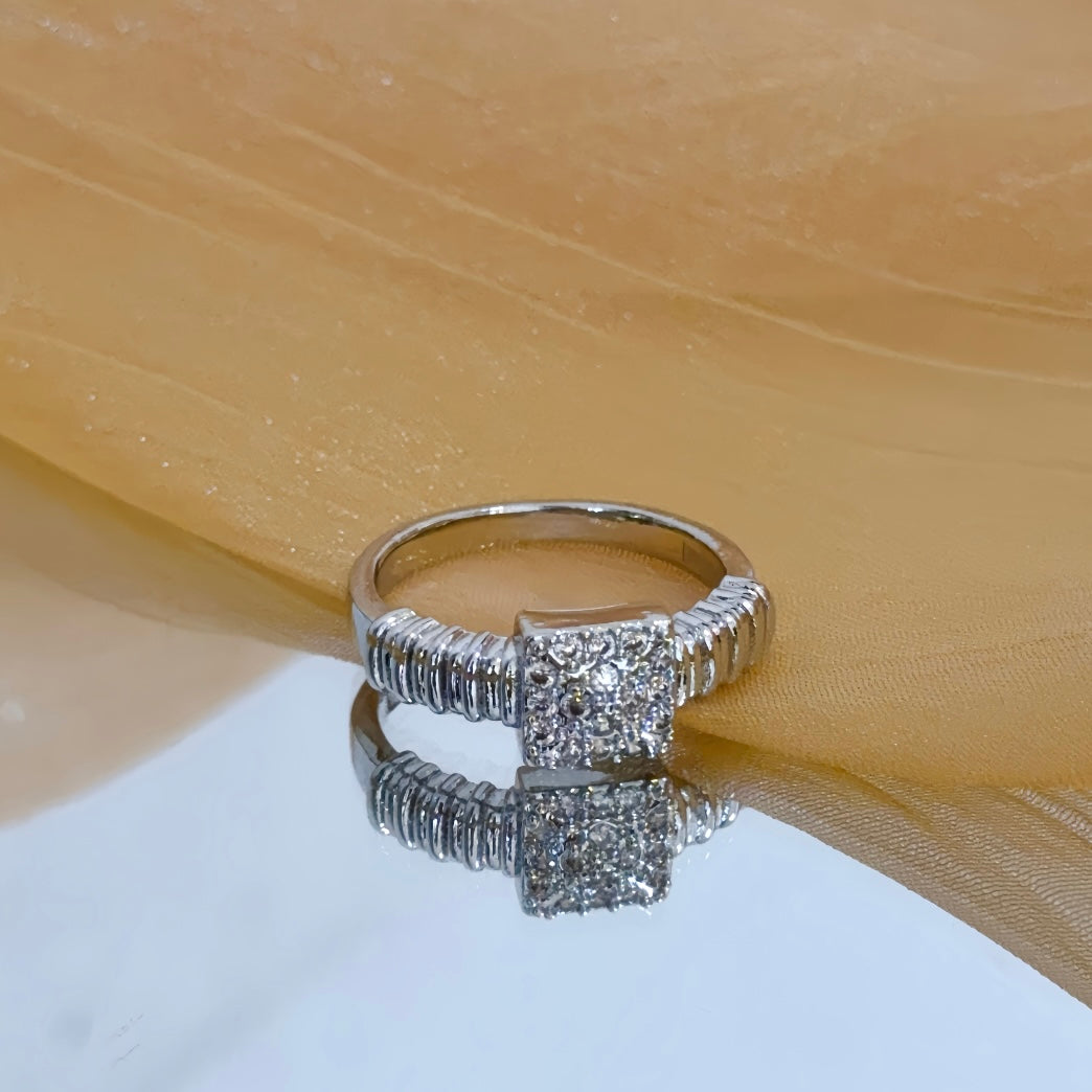 gold crystal inlaid Ring for women - alternate angle view 5