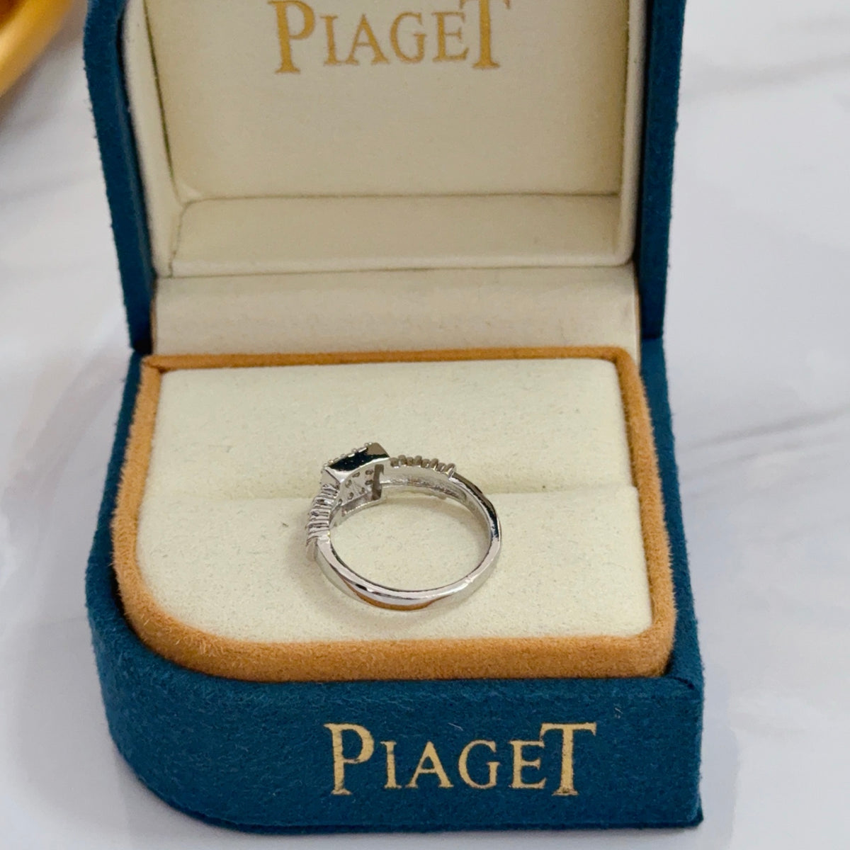 gold crystal inlaid Ring for women - alternate angle view 4