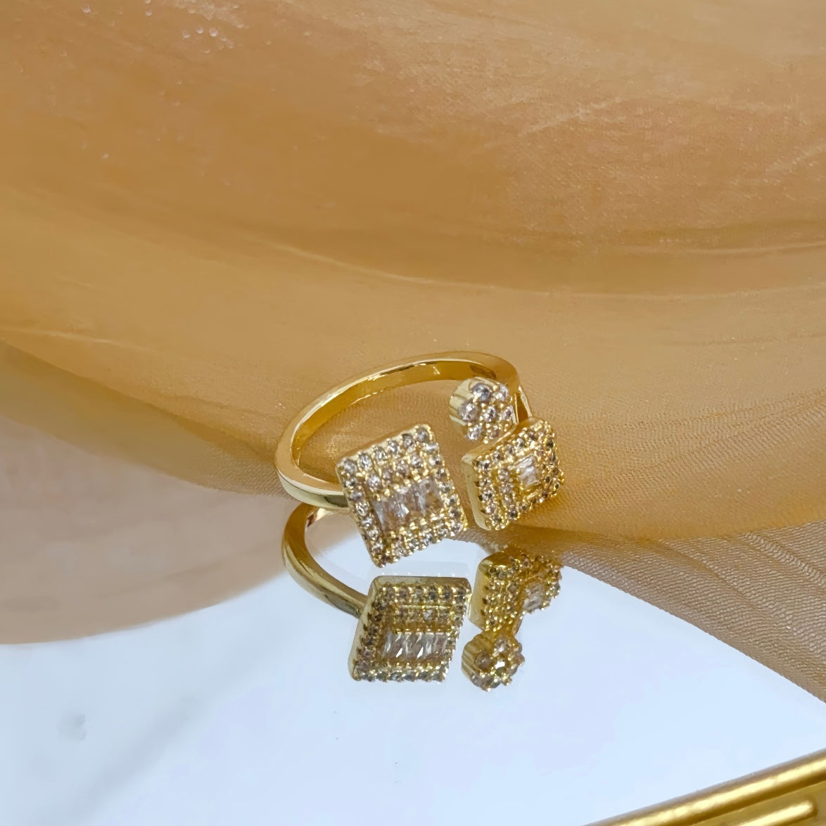 gold crystal inlaid Ring for women - alternate angle view 5