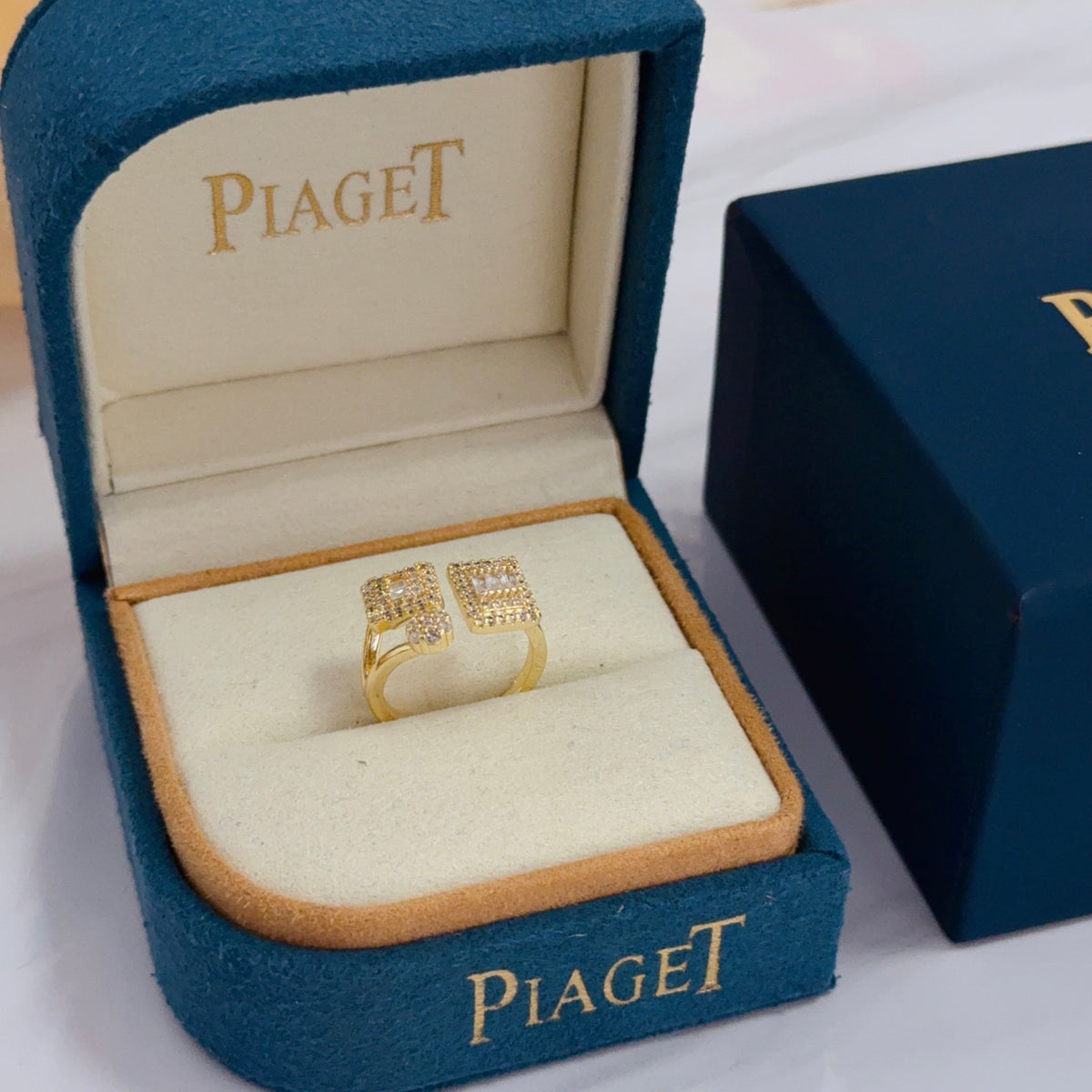 gold crystal inlaid Ring for women - product detail view