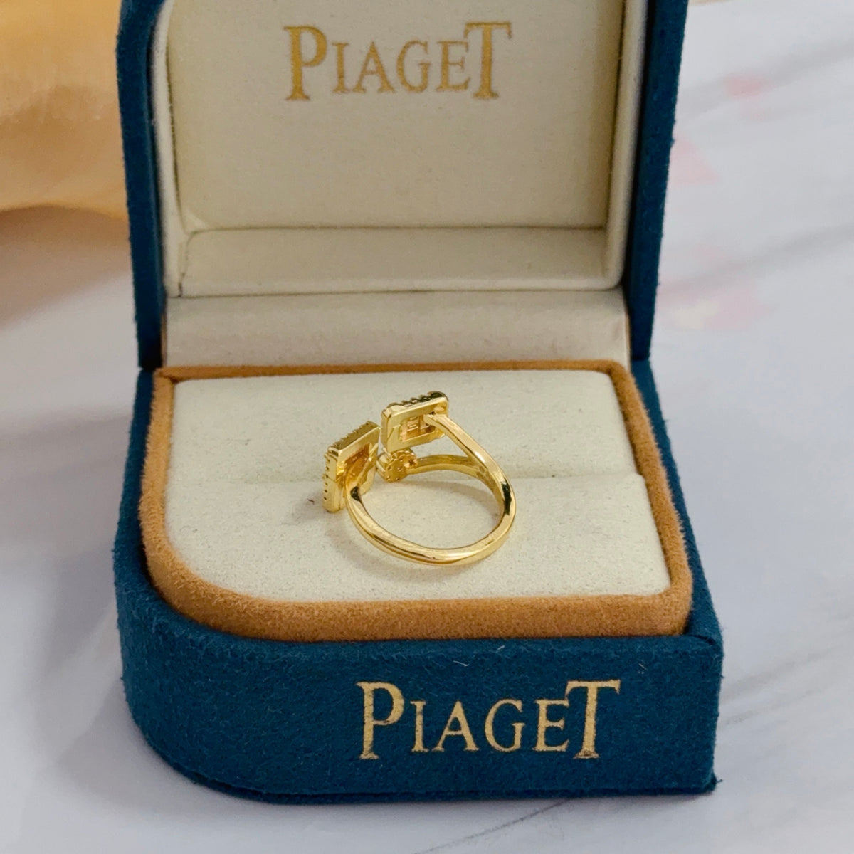 gold crystal inlaid Ring for women - alternate angle view 4