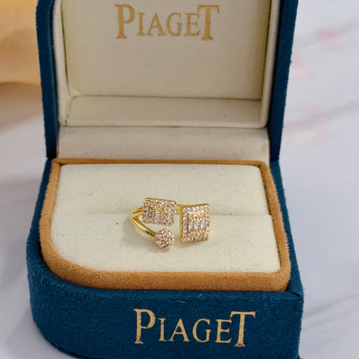 gold crystal inlaid Ring for women - alternate angle view 3