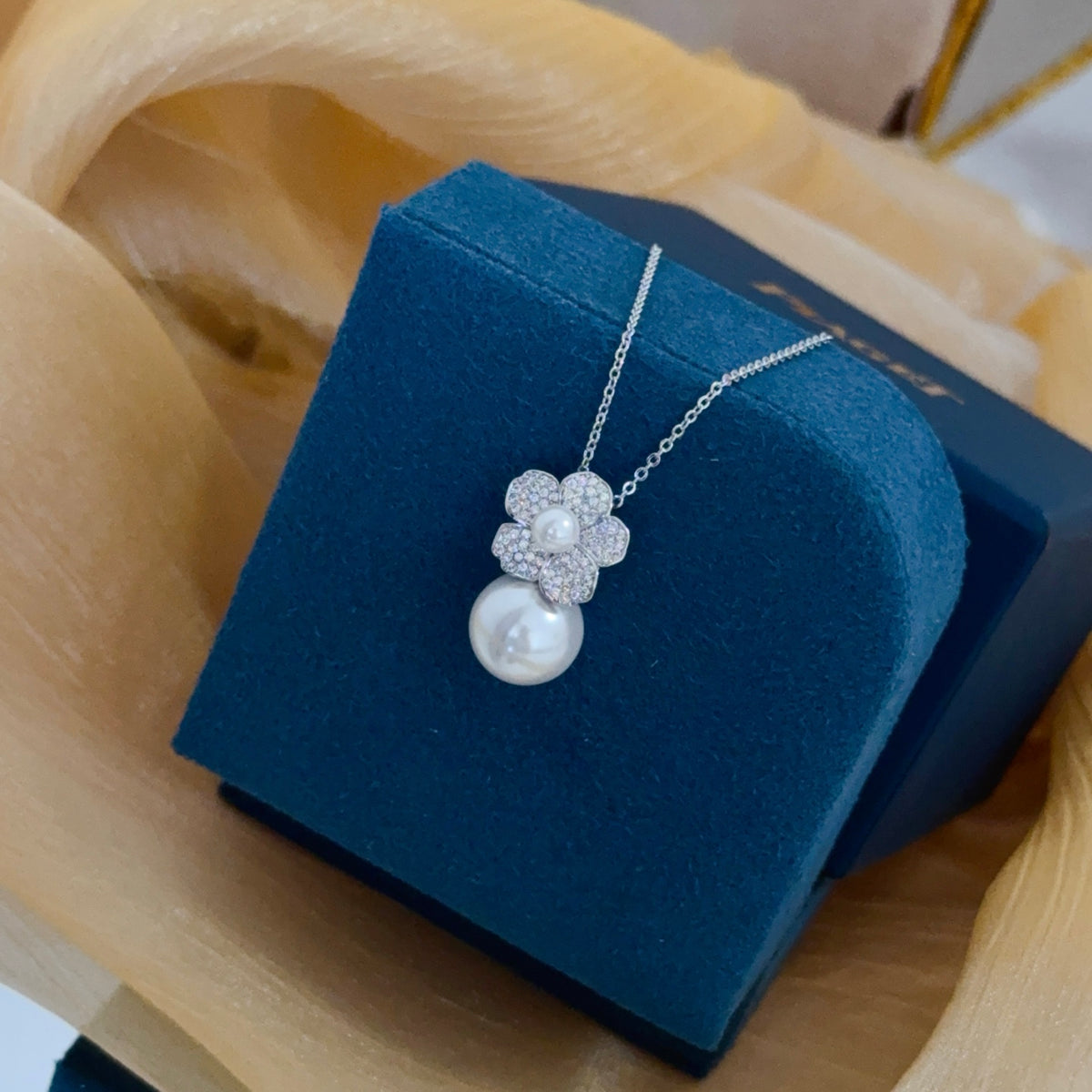 gold crystal inlaid Necklace for women - alternate angle view 2