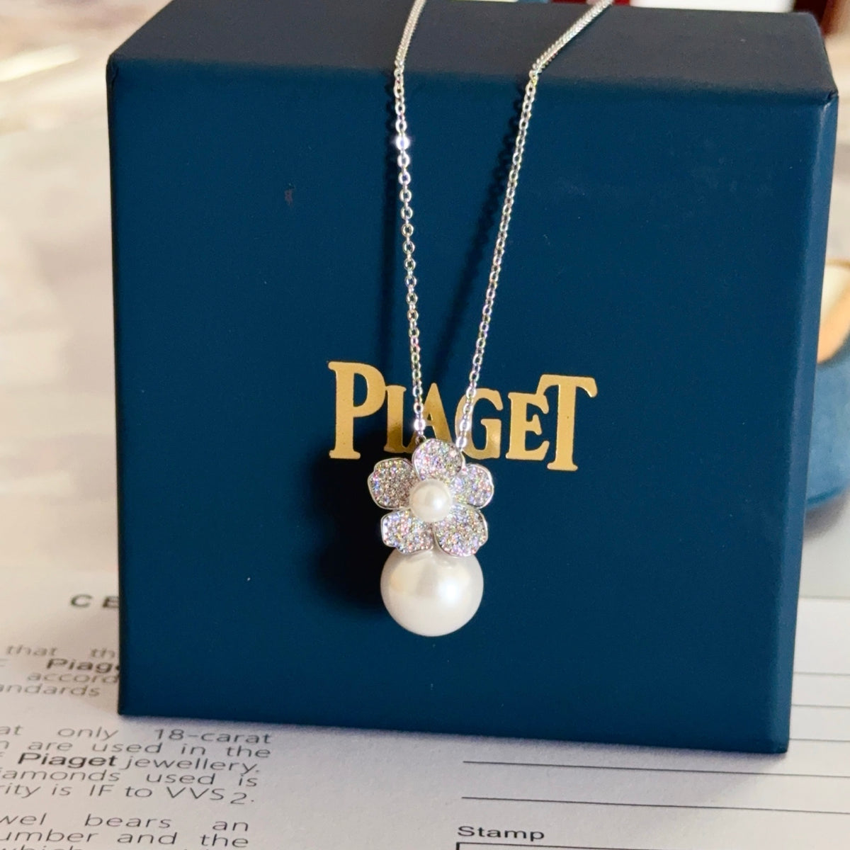 gold crystal inlaid Necklace for women - alternate angle view 4