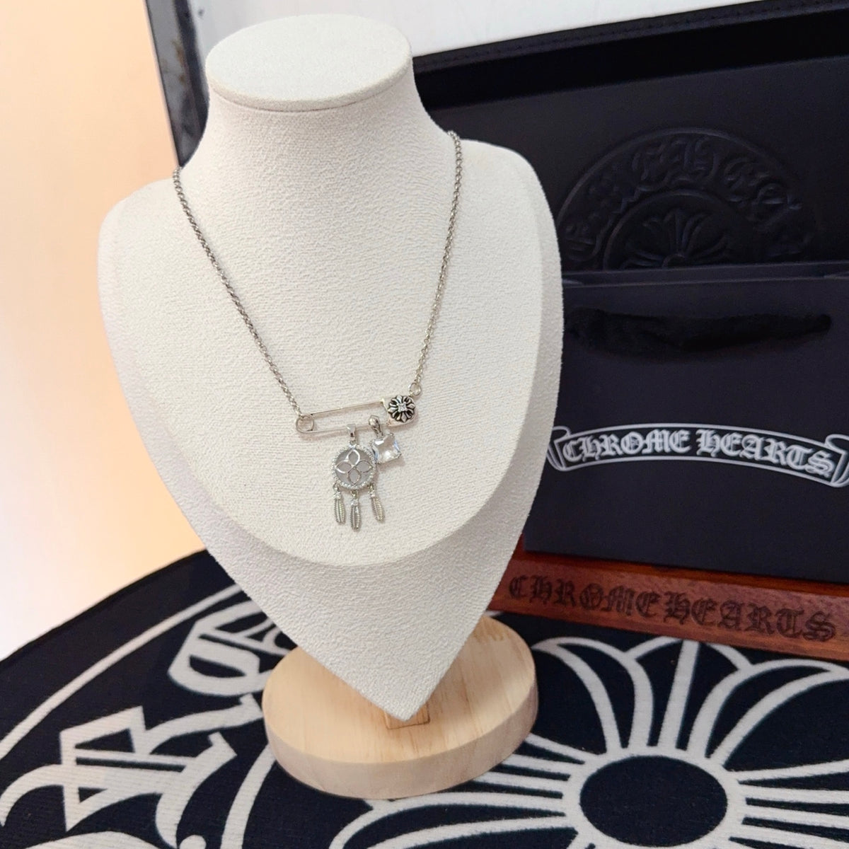 antique cross Necklace for women - alternate angle view 2