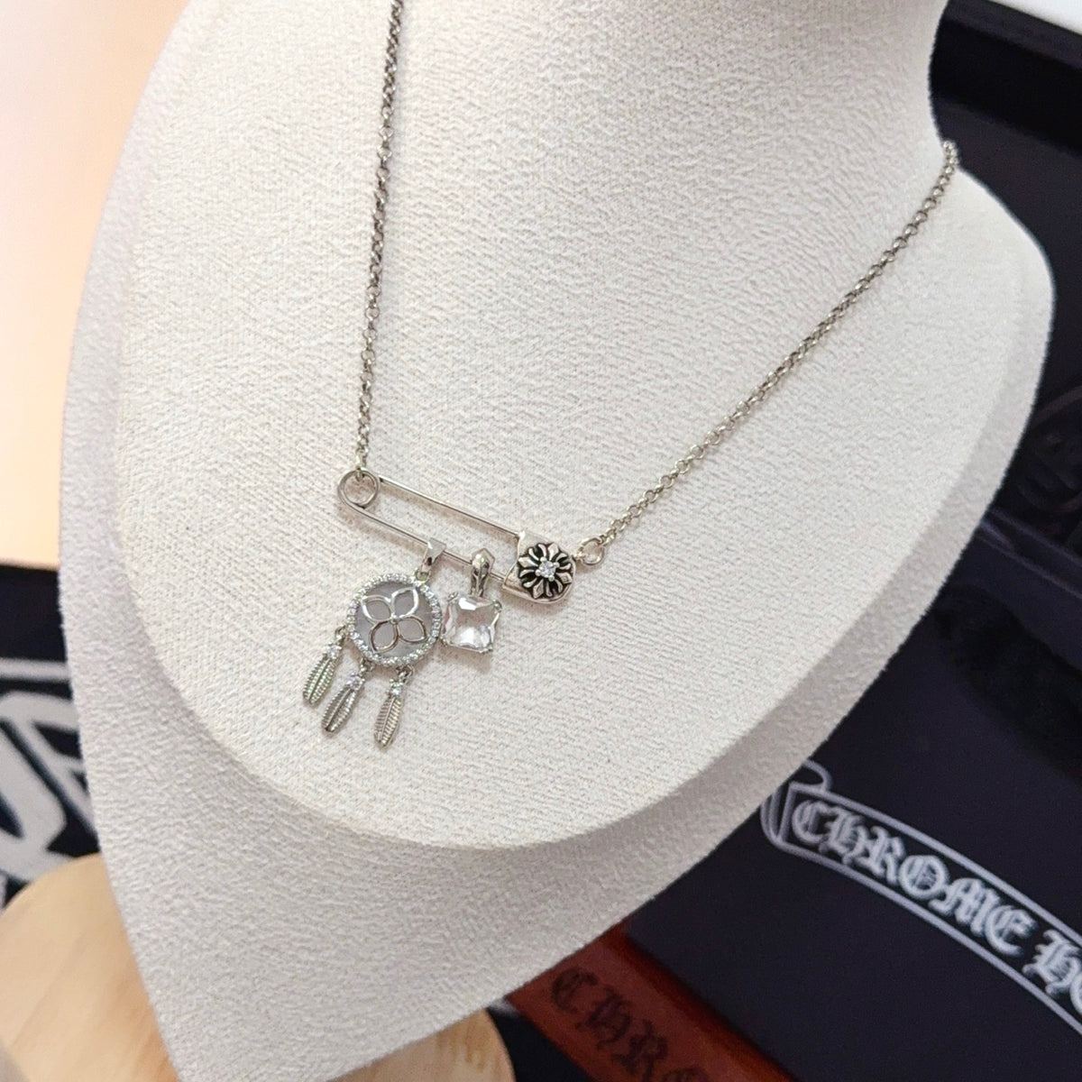 antique cross Necklace for women - alternate angle view 3