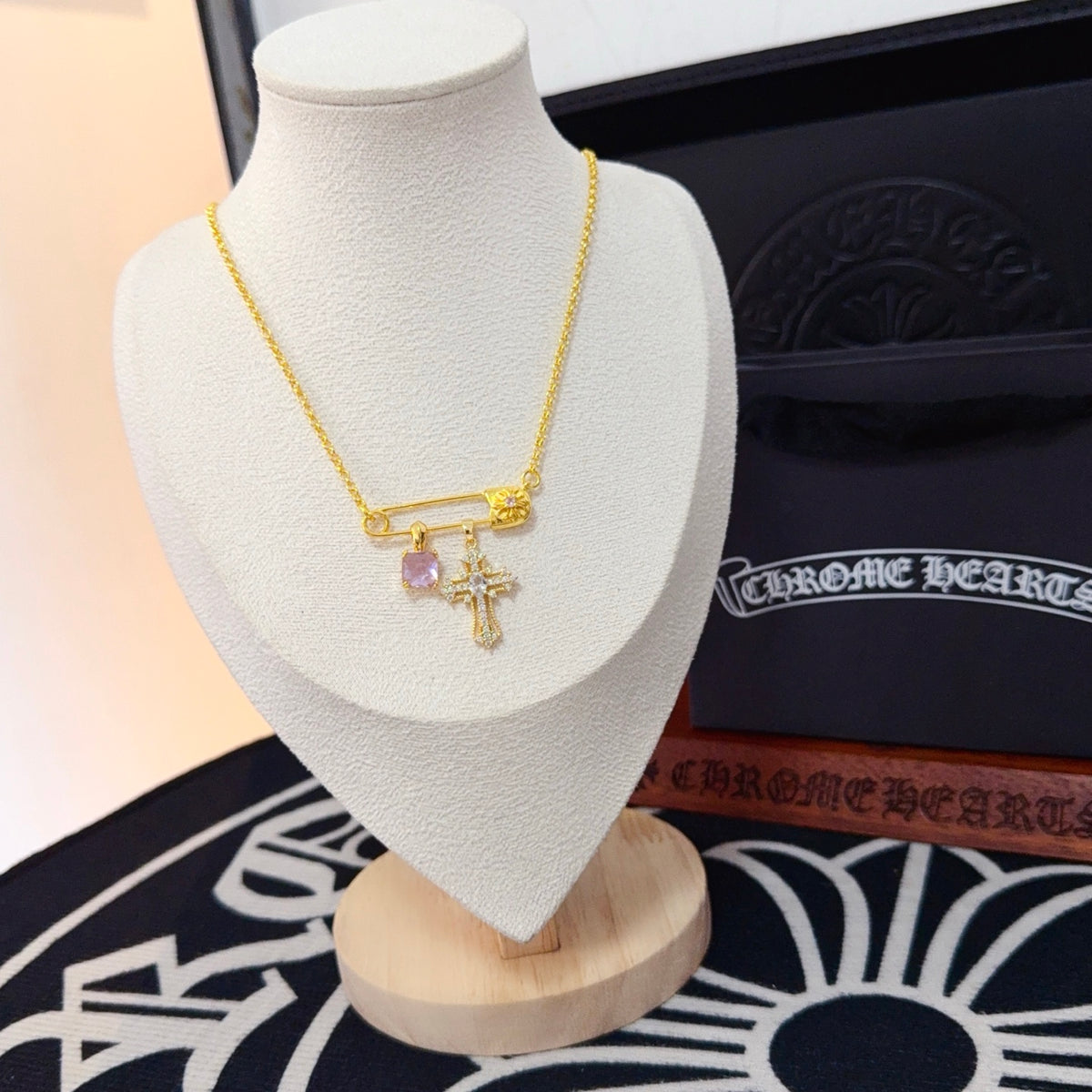 antique cross Necklace for women - alternate angle view 2