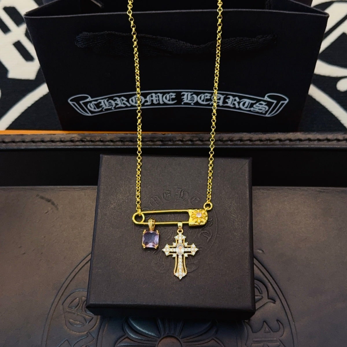 antique cross Necklace for women - alternate angle view 4